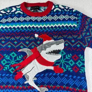 Blizzard Bay Santa Shark wearing Mittens Sm Holiday Sweater Ugly Christmas Funny